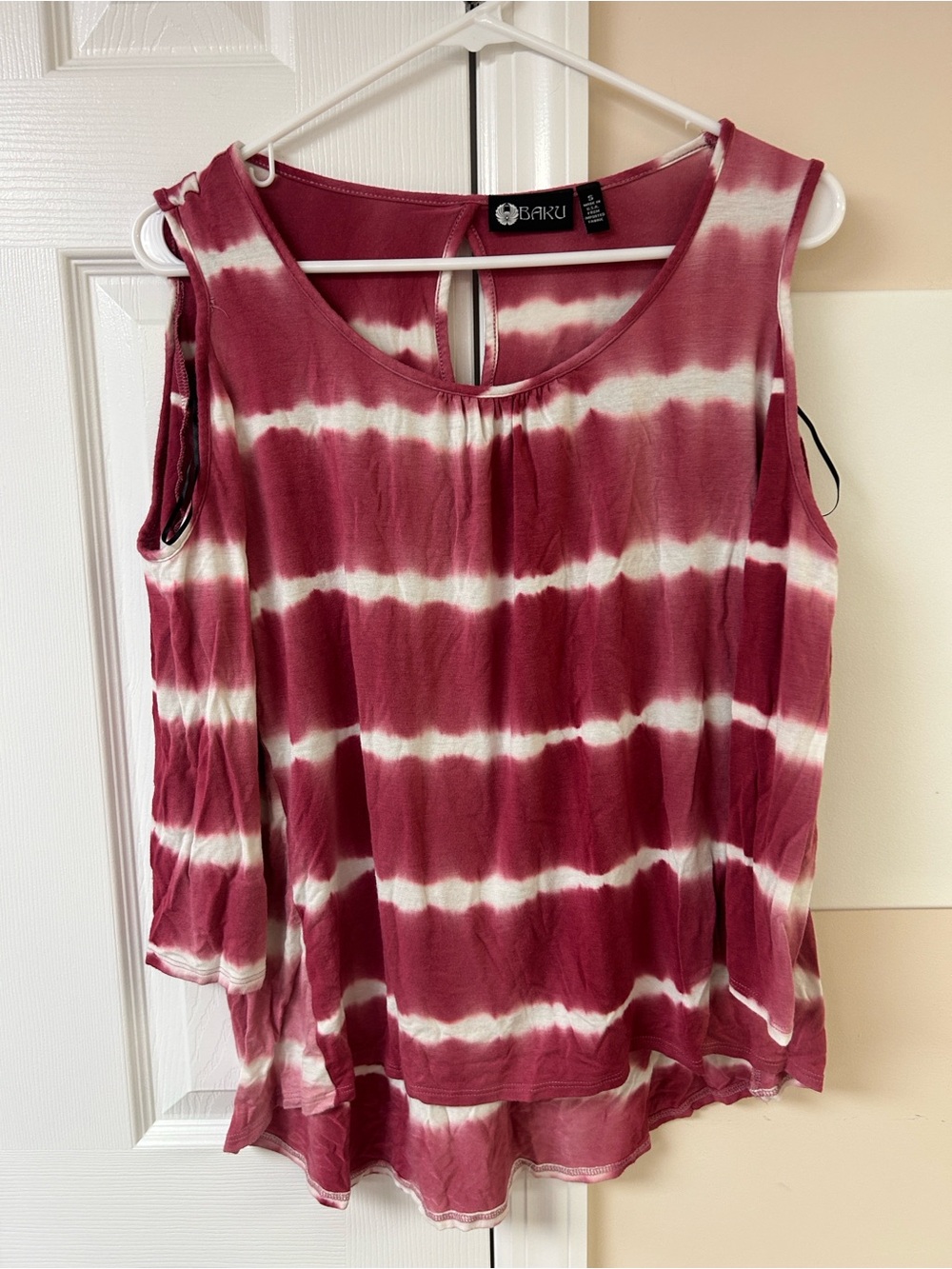 Baku cold-shoulder top horizontal tie dye stripes
